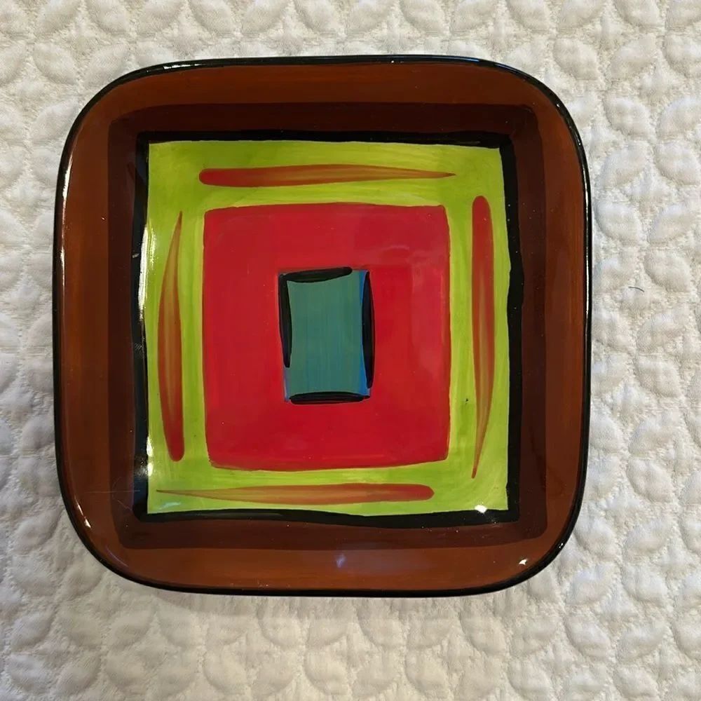 GAIL Pittman Brio Pattern Southern Living At Home 5 5/8” Square Appetizer Plate